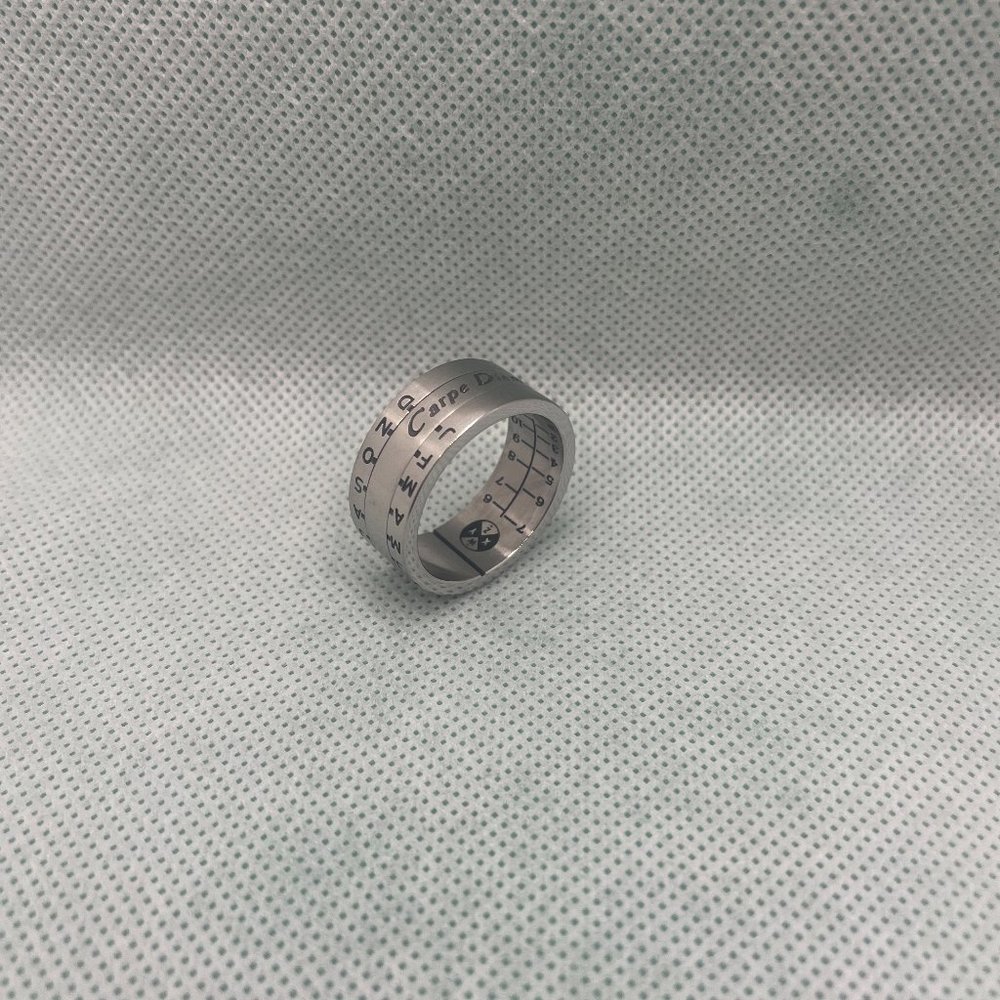 Aquitaine Carpe Diem Sundial Ring Silver Finish Size 10 - Jewelry